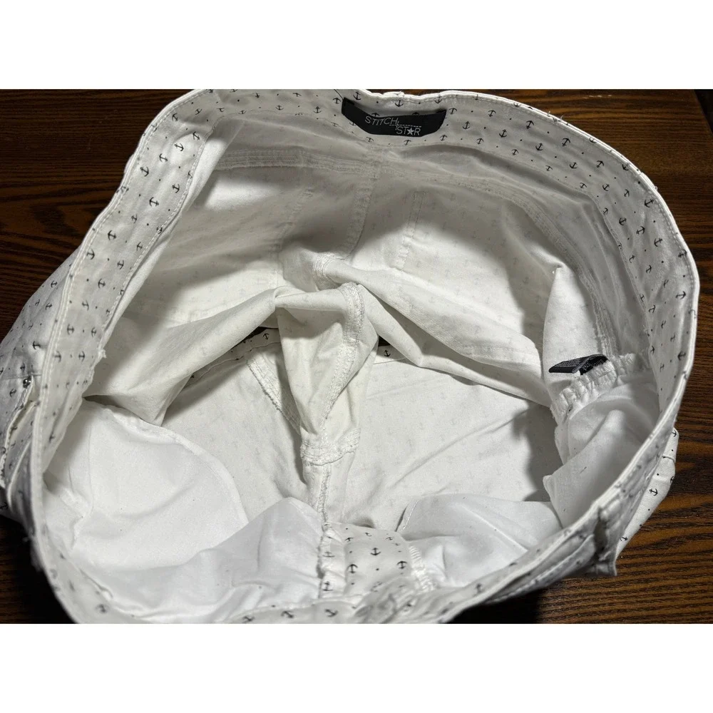 Stitch Star Womens Size 20W White Anchor Print Denim Shorts Casual‎ Nautical